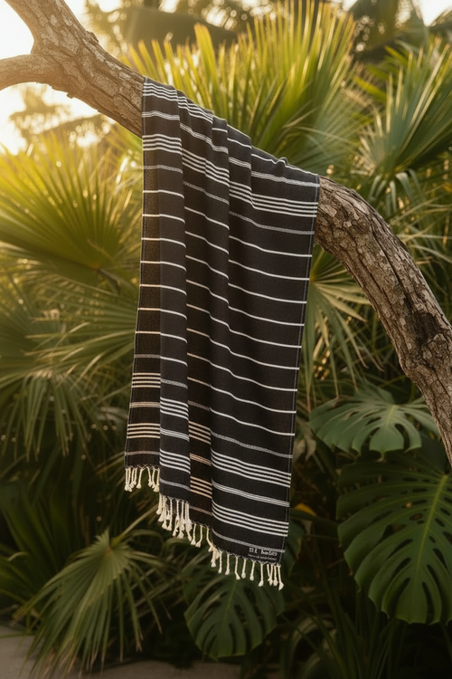 Classic Sultan Black Turkish Towel Silk Dervish Turkish Cotton Towels