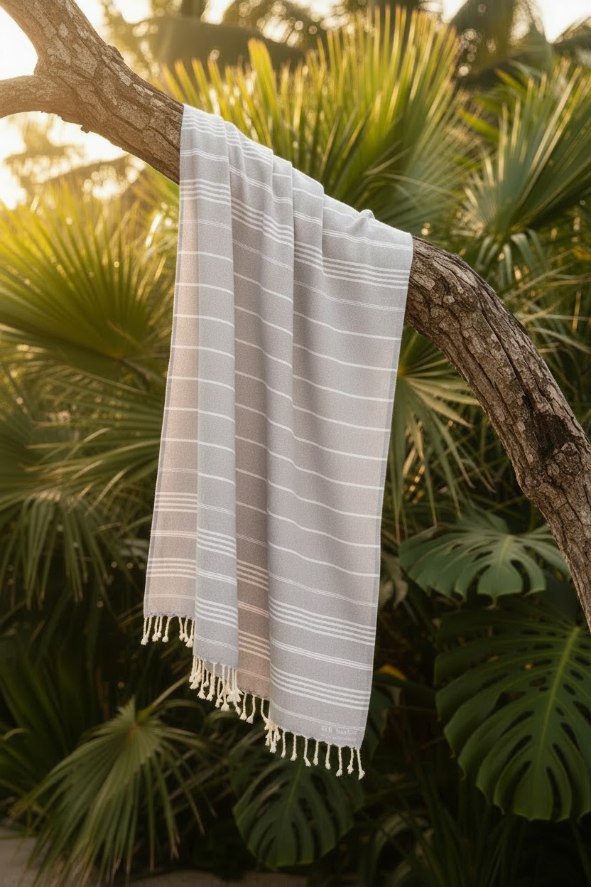 Classic Sultan Light Grey Turkish Towel Silk Dervish Turkish Cotton Towels