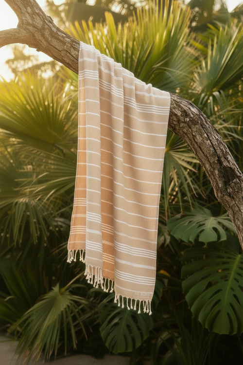 Classic Sultan Beige Turkish Towel Silk Dervish Turkish Cotton Towels