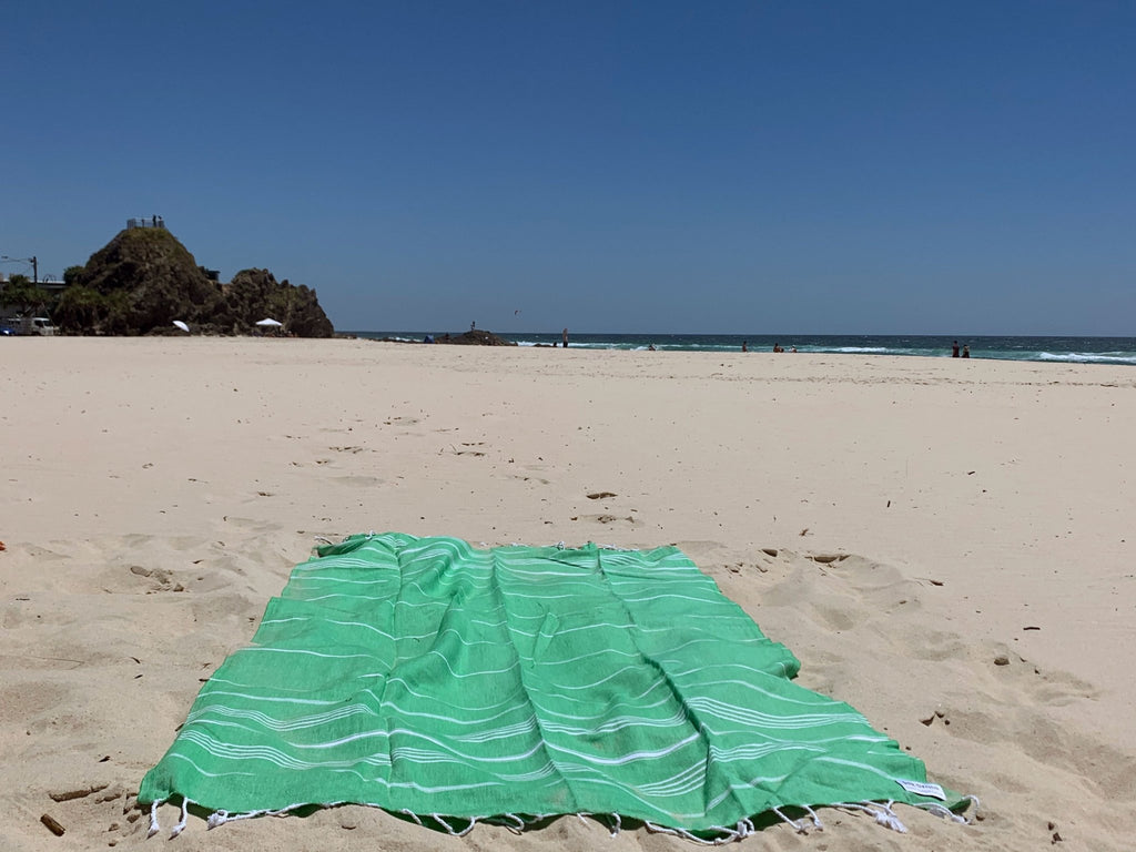 Classic Sultan Green Turkish Towel - Silk Dervish Turkish Towels Gold Coast Australia