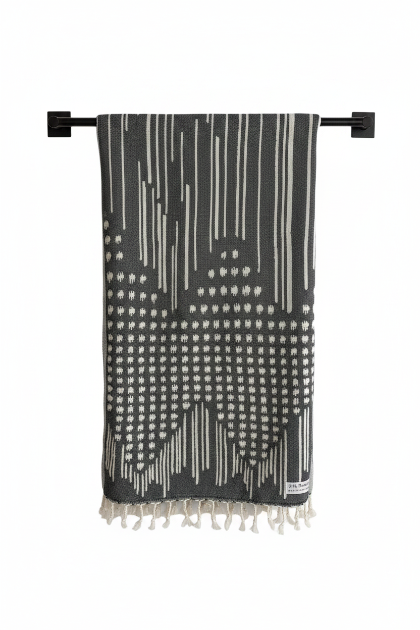 Folia Turkish Towel Black Silk Dervish Turkish Cotton Towels
