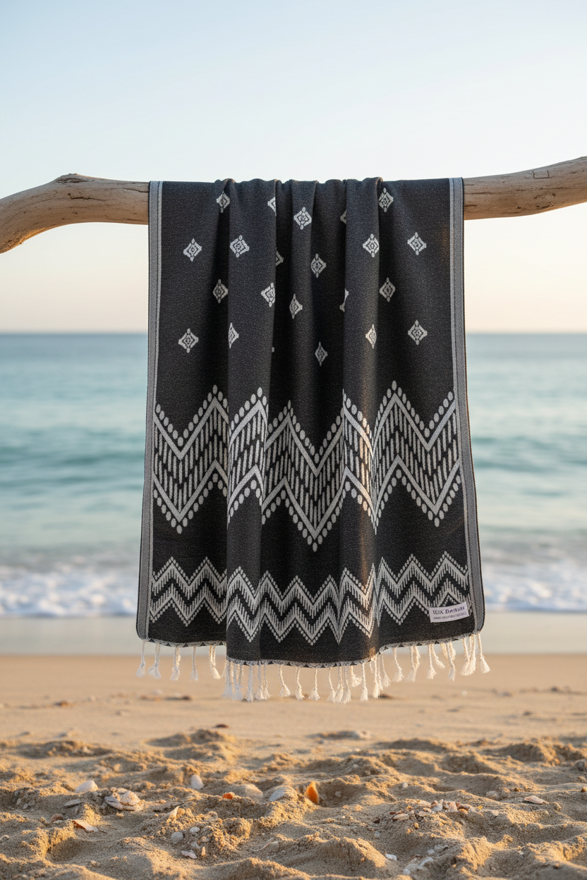 Trio Turkish Towel Black Silk Dervish Turkish Cotton Towels