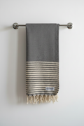 Honeycomb Stripy Black Turkish Towel Throw Silk Dervish Turkish Cotton Towels
