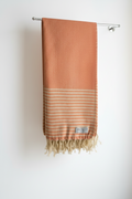 Honeycomb Stripy Orange Turkish Towel Throw Silk Dervish Turkish Cotton Towels