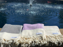 Load image into Gallery viewer, Chevron Herringbone Beige Turkish Towel Silk Dervish Turkish Cotton Towels
