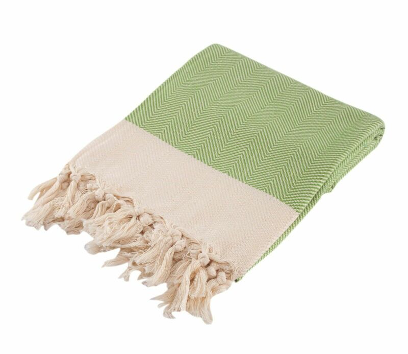 Chevron Herringbone Green Turkish Towel Silk Dervish Turkish Cotton Towels