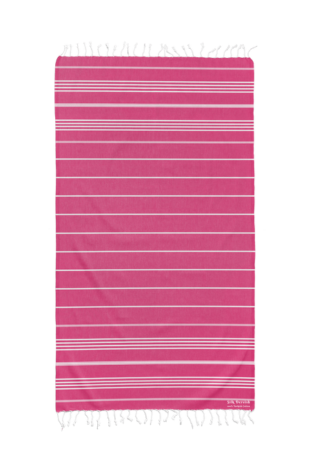 Classic Sultan Fuchsia Pink Beach Bath Turkish Towel - Silk Dervish, Turkish Cotton Towel