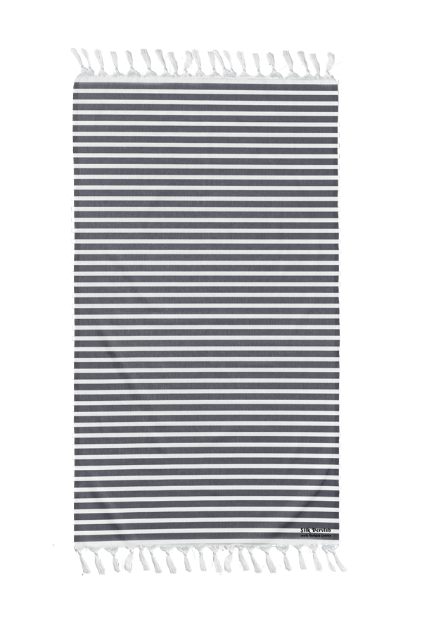 Funkky Terry Towel Black Beach Bath Turkish Towel - Silk Dervish, Turkish Cotton Towel