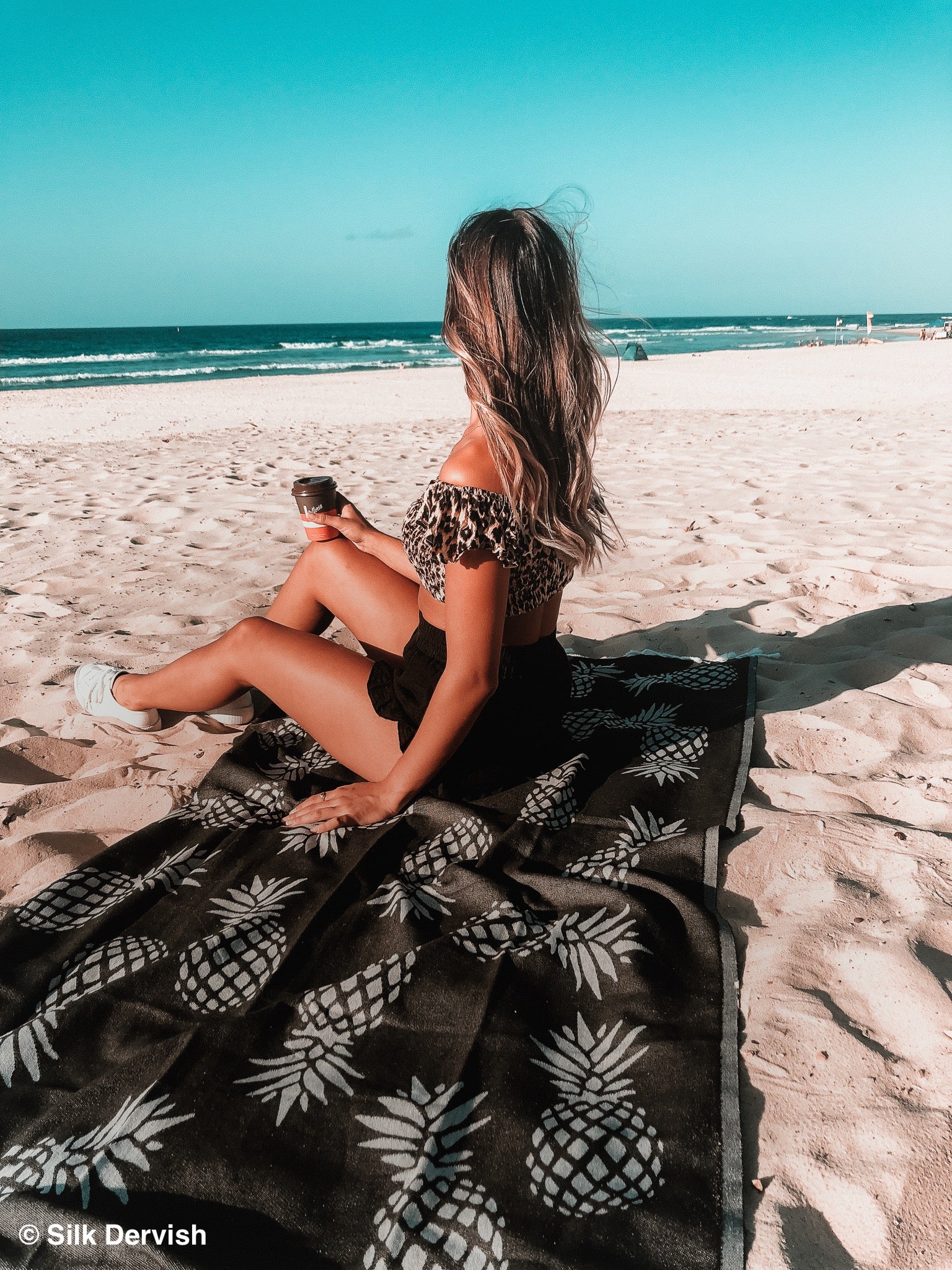 Pineapple Black Turkish Towel - Silk Dervish, Turkish Cotton Towel
