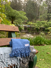 Load image into Gallery viewer, Stonewash Stripe Blue Turkish Towel Silk Dervish Turkish Cotton Towels
