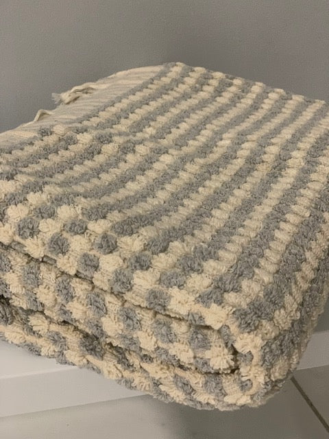Pompom Turkish Bath Terry Towel Light Grey Silk Dervish Turkish Cotton Towels