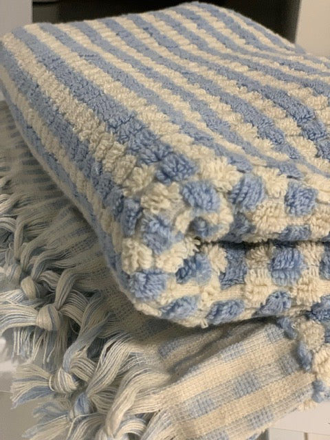 Pompom Turkish Bath Terry Towel Blue Silk Dervish Turkish Cotton Towels