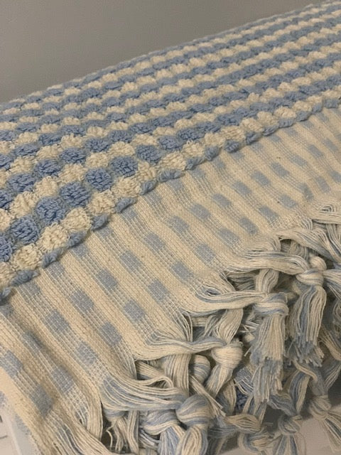 Pompom Turkish Bath Terry Towel Blue Silk Dervish Turkish Cotton Towels