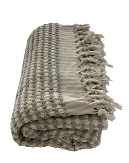 Pompom Turkish Bath Terry Towel Light Grey Silk Dervish Turkish Cotton Towels