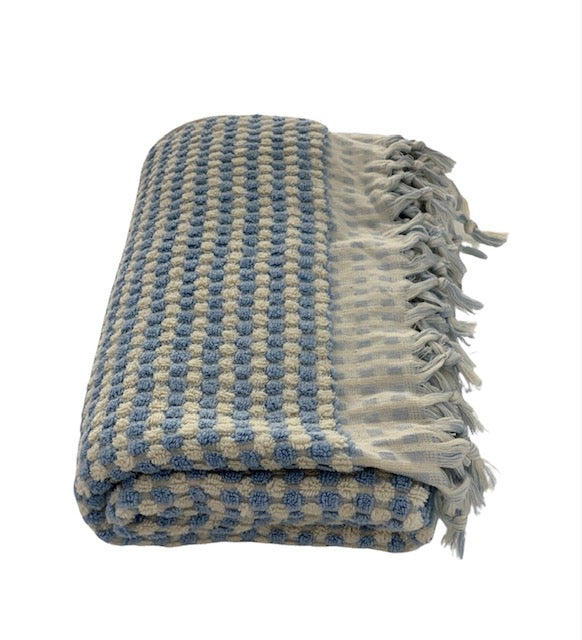 Pompom Turkish Bath Terry Towel Blue Silk Dervish Turkish Cotton Towels