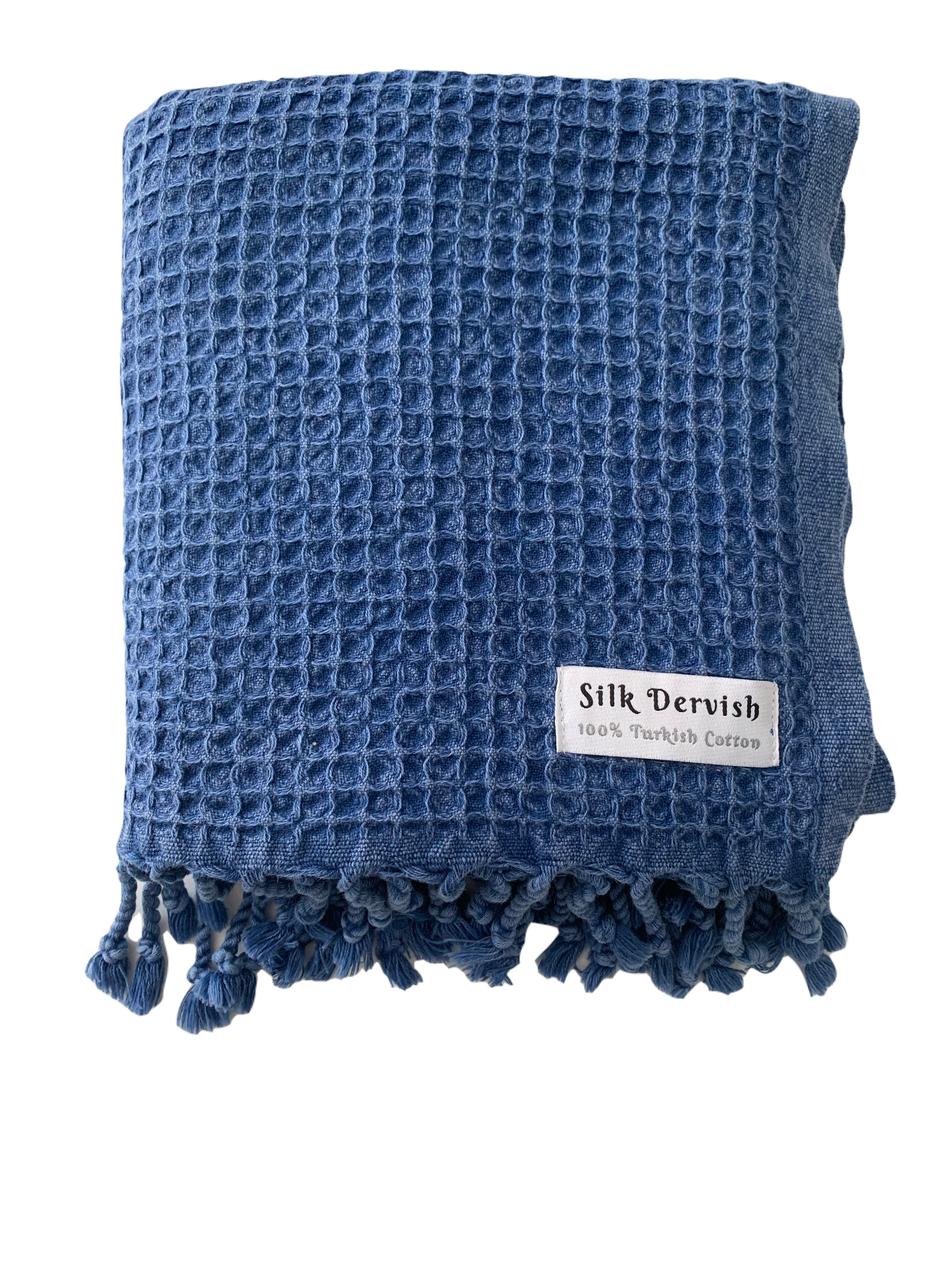 Waffle Turkish Towel Blue Silk Dervish Turkish Cotton Towels