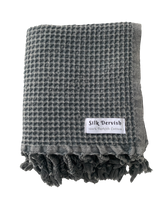 Load image into Gallery viewer, Waffle Turkish Towel Black Silk Dervish Turkish Cotton Towels
