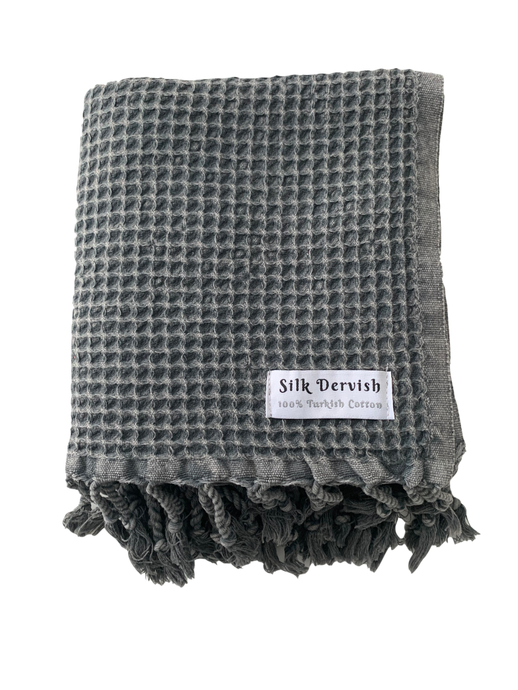 Waffle Turkish Towel Black Silk Dervish Turkish Cotton Towels