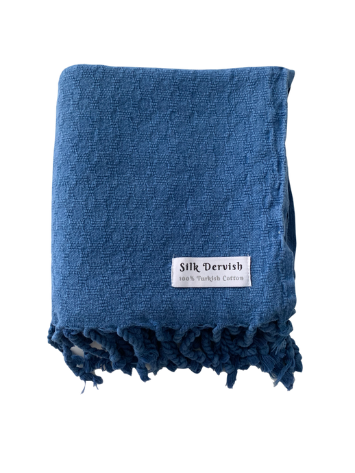 Missis Stonewashed Turkish Towel Blue Silk Dervish Turkish Cotton Towels