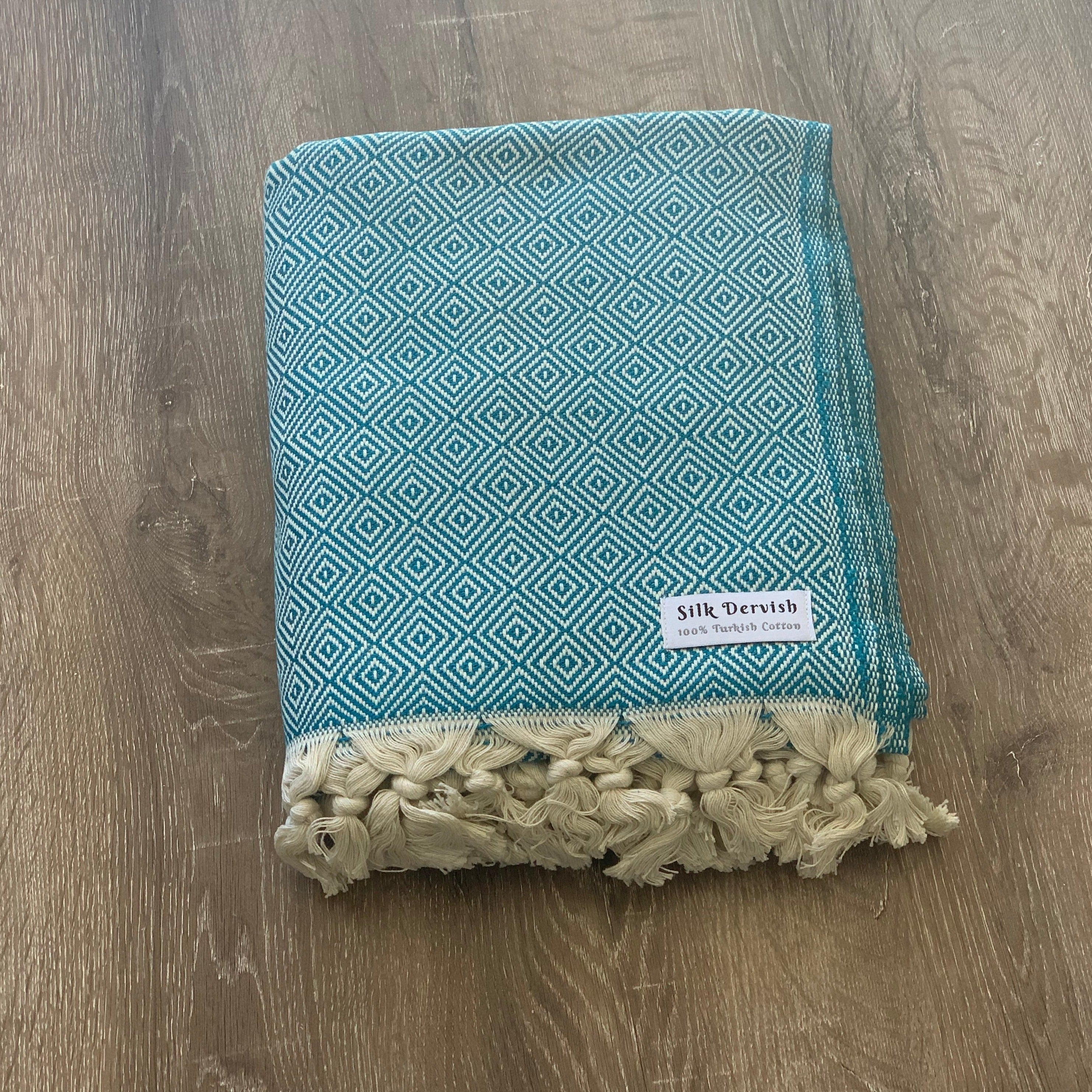 Diamond Full Pattern Blanket Aqua Silk Dervish Turkish Cotton Towels