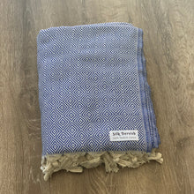 Load image into Gallery viewer, Diamond Full Pattern Blanket Blue Silk Dervish Turkish Cotton Towels
