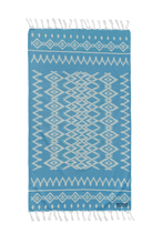 Load image into Gallery viewer, Kilim Aztec Aqua Turkish Towel - Silk Dervish, Turkish Cotton Towel
