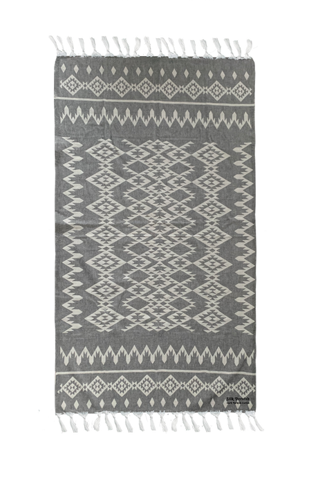 Kilim Aztec Grey Turkish Towel - Silk Dervish, Turkish Cotton Towel