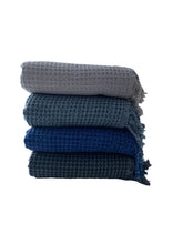 Load image into Gallery viewer, Waffle Turkish Towel Blue Silk Dervish Turkish Cotton Towels
