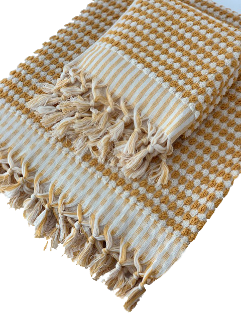 Pompom Turkish Bath Terry Towel Yellow Silk Dervish Turkish Cotton Towels