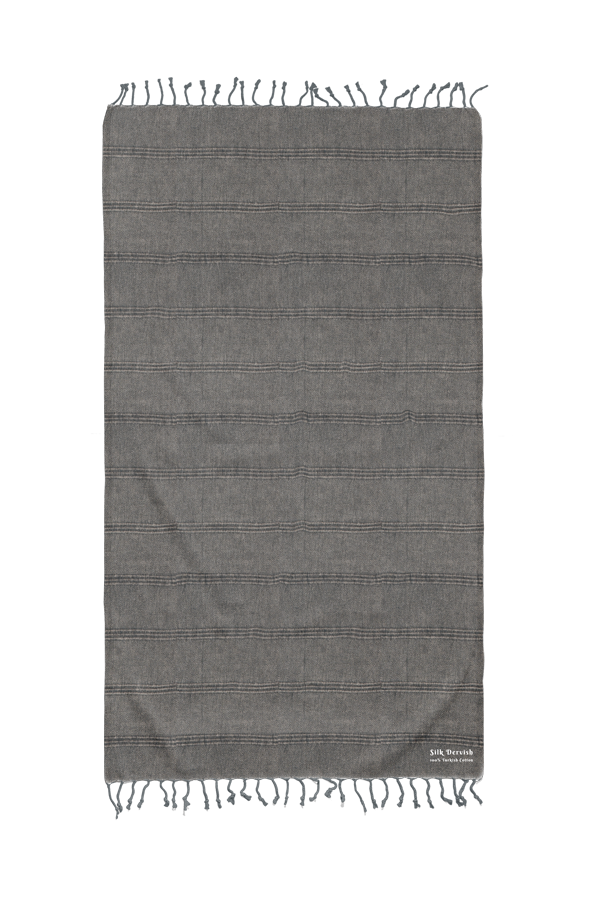 Stonewash Stripe Black Beach Bath Turkish Towel - Silk Dervish, Turkish Cotton Towel