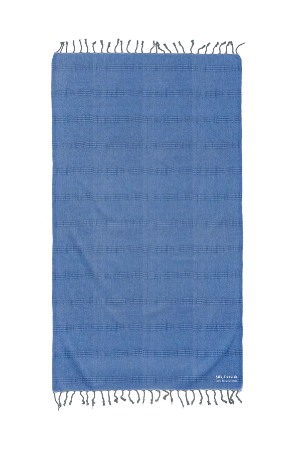 Stonewash Stripe Blue Beach Bath Turkish Towel - Silk Dervish, Turkish Cotton Towel