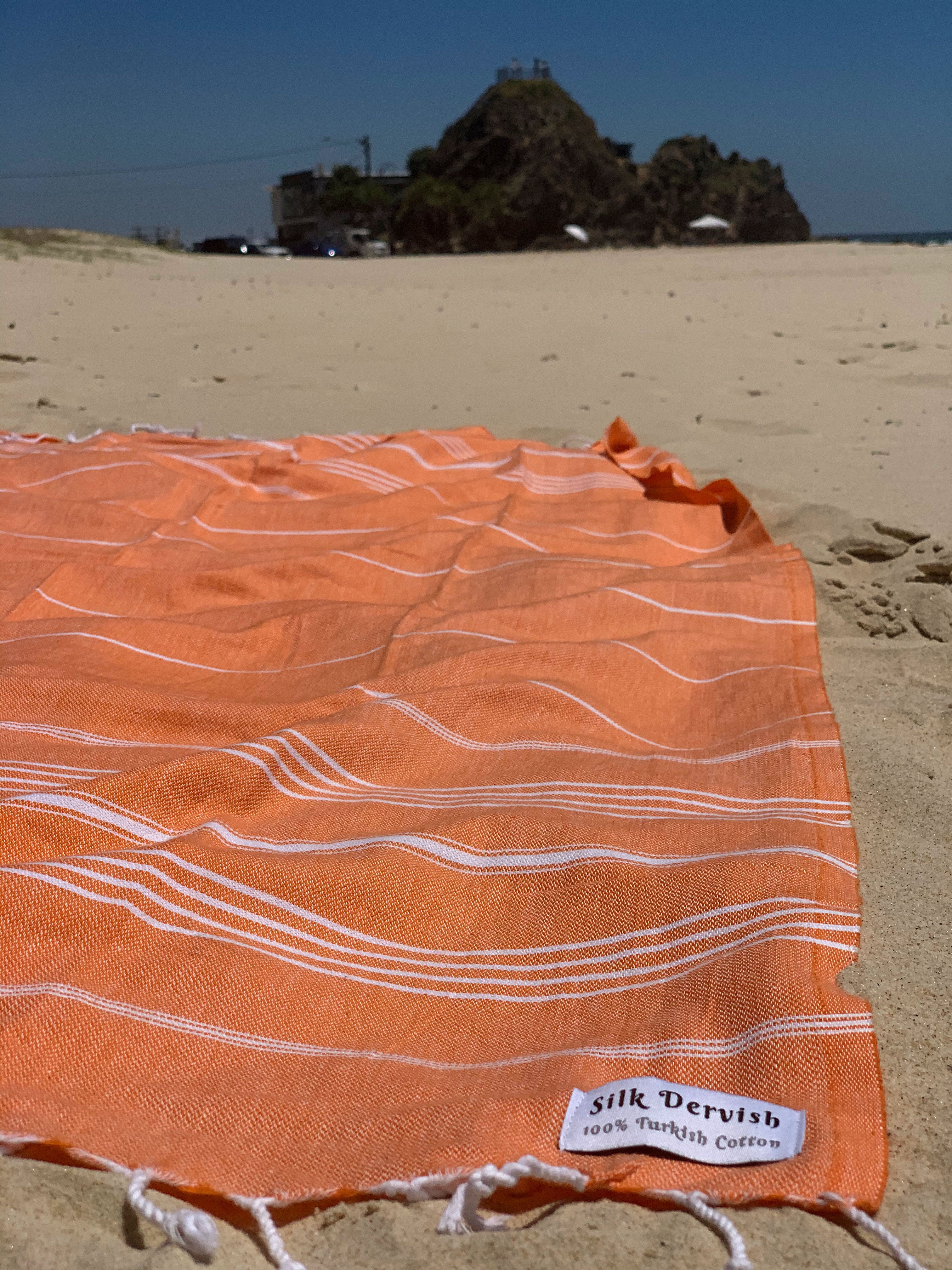 Classic Sultan Orange Turkish Towel - Silk Dervish, Turkish Cotton Towel