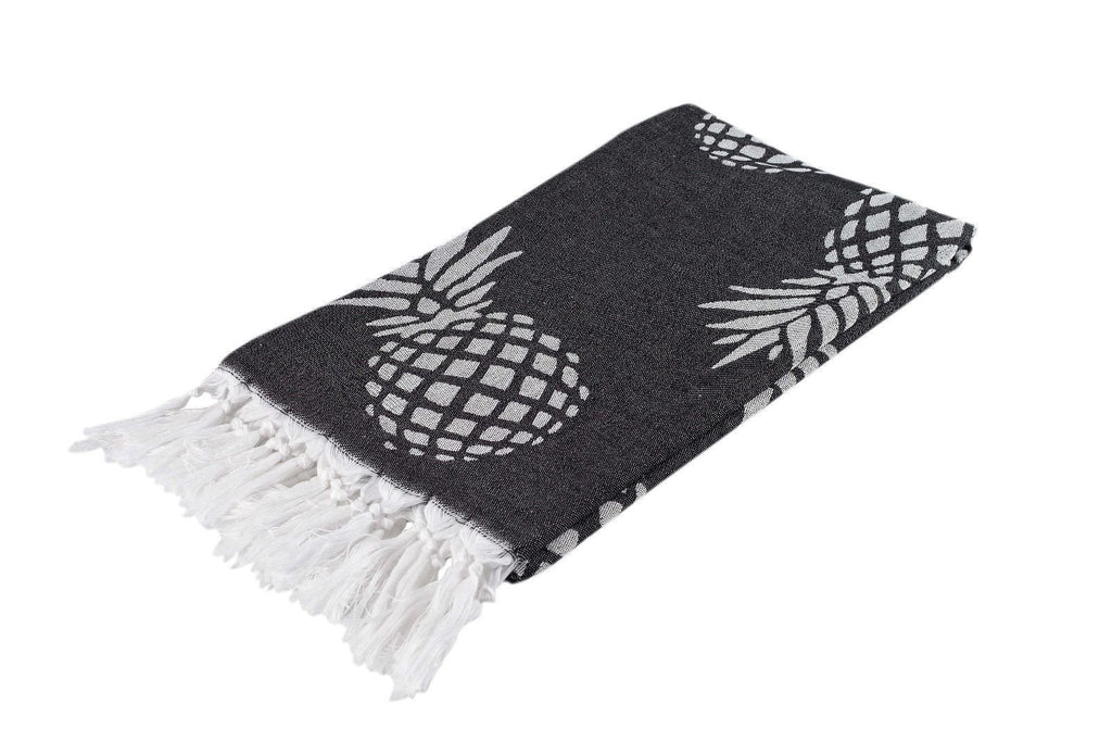 Pineapple Black Turkish Towel - Silk Dervish, Turkish Cotton Towel