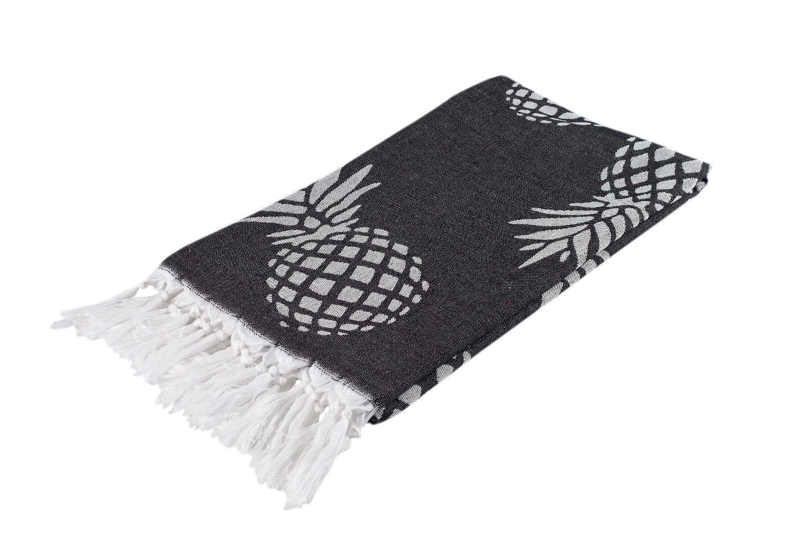 Pineapple Black Turkish Towel - Silk Dervish, Turkish Cotton Towel