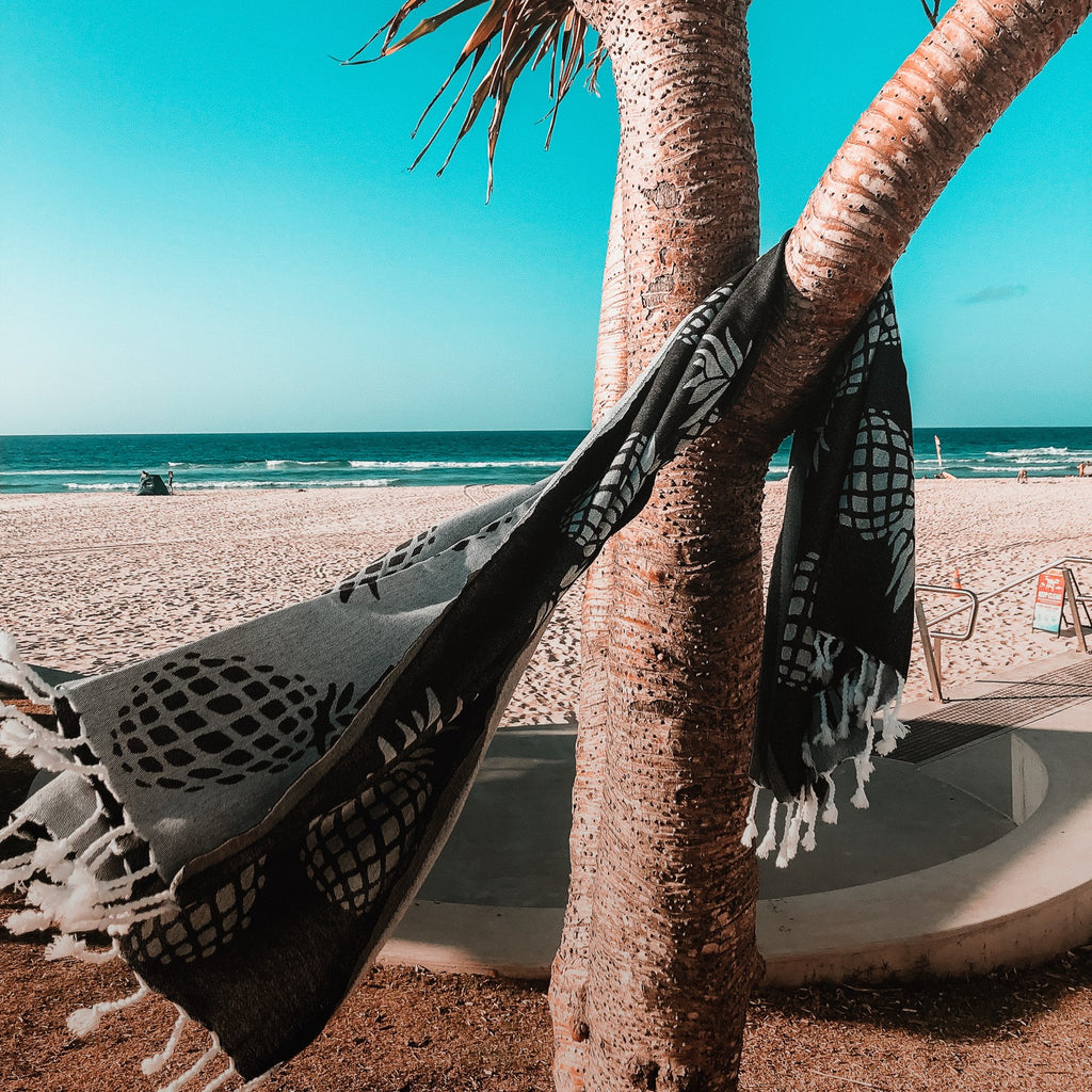 Pineapple Black Turkish Towel - Silk Dervish, Turkish Cotton Towel