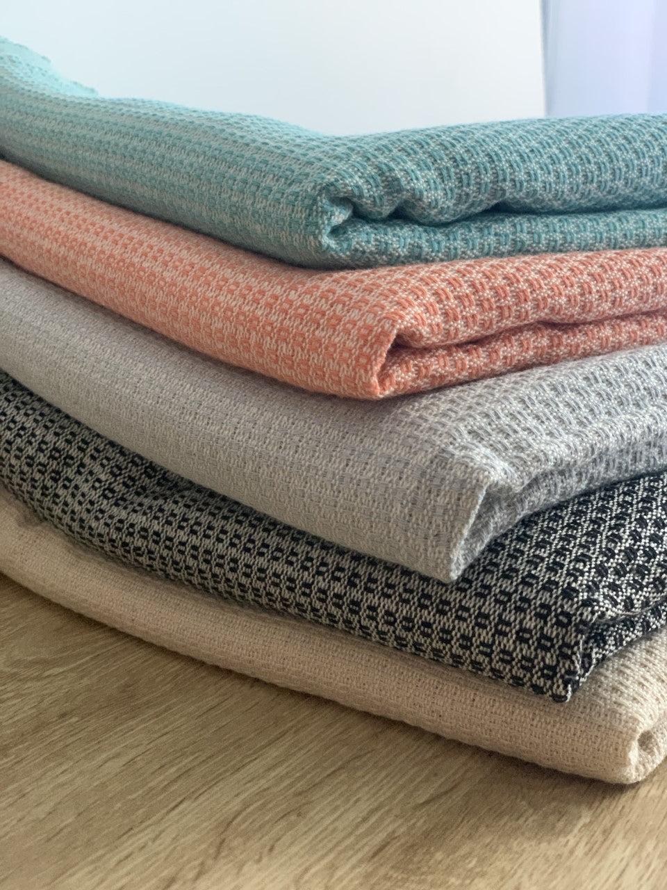 Honeycomb Stripy Aqua Turkish Towel Throw Silk Dervish Turkish Cotton Towels
