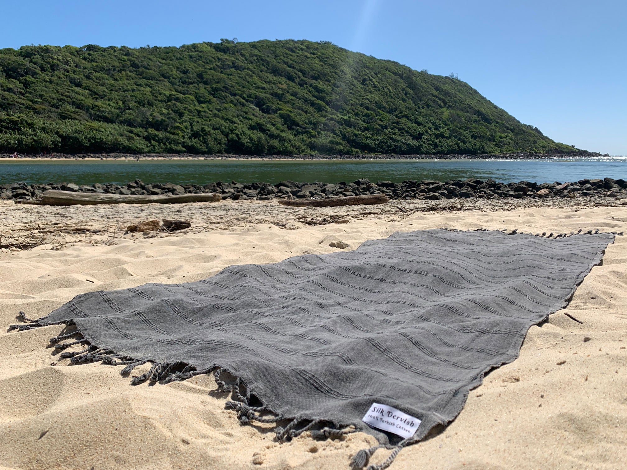 Stonewash Stripe Black Turkish Towel Silk Dervish Turkish Cotton Towels