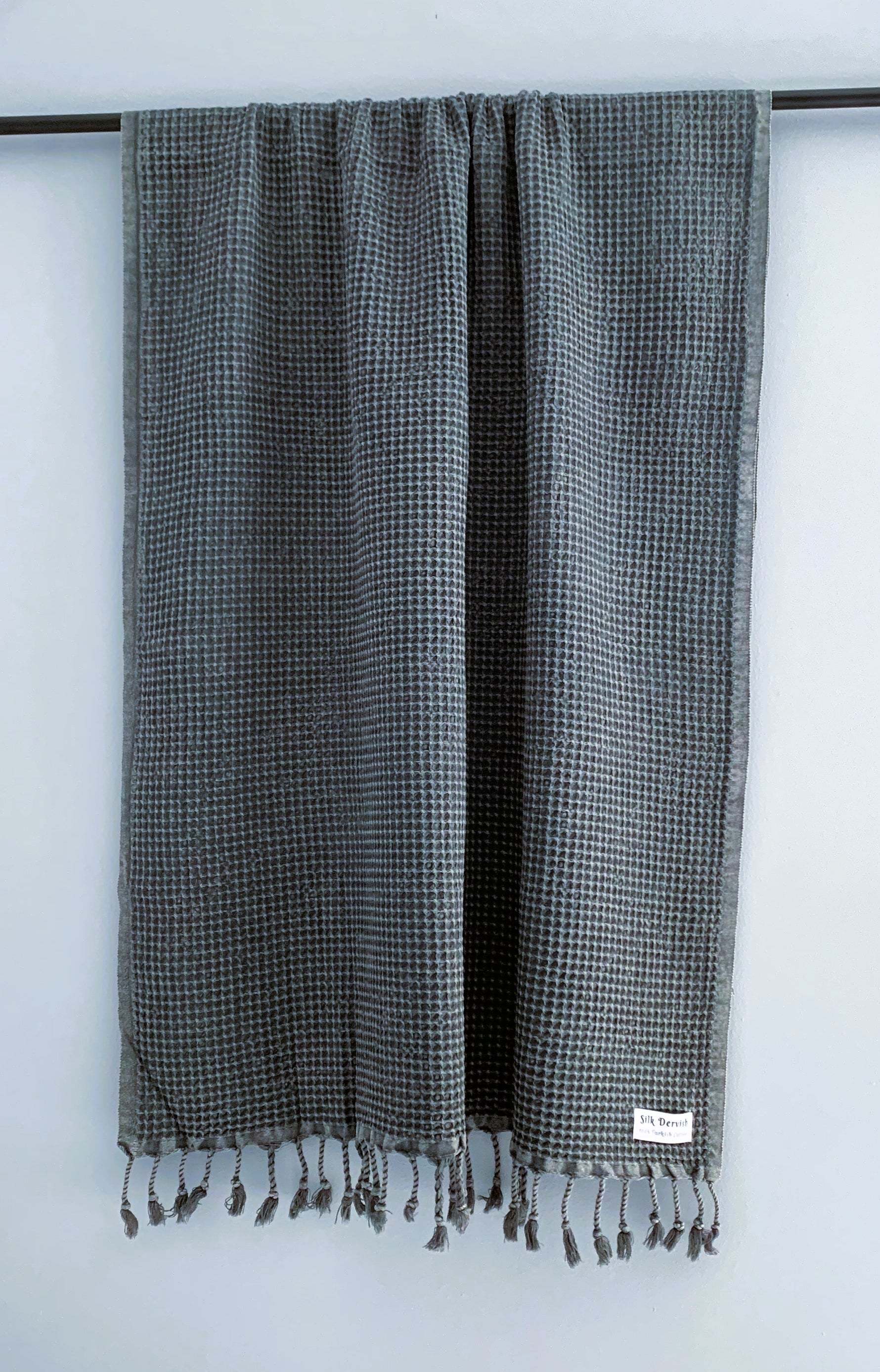 Waffle Turkish Towel Black Silk Dervish Turkish Cotton Towels